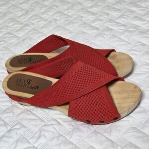 Jax & Bard 9,5-10(40) Libby Hill Clogs Wood Red Animal Free Sandals